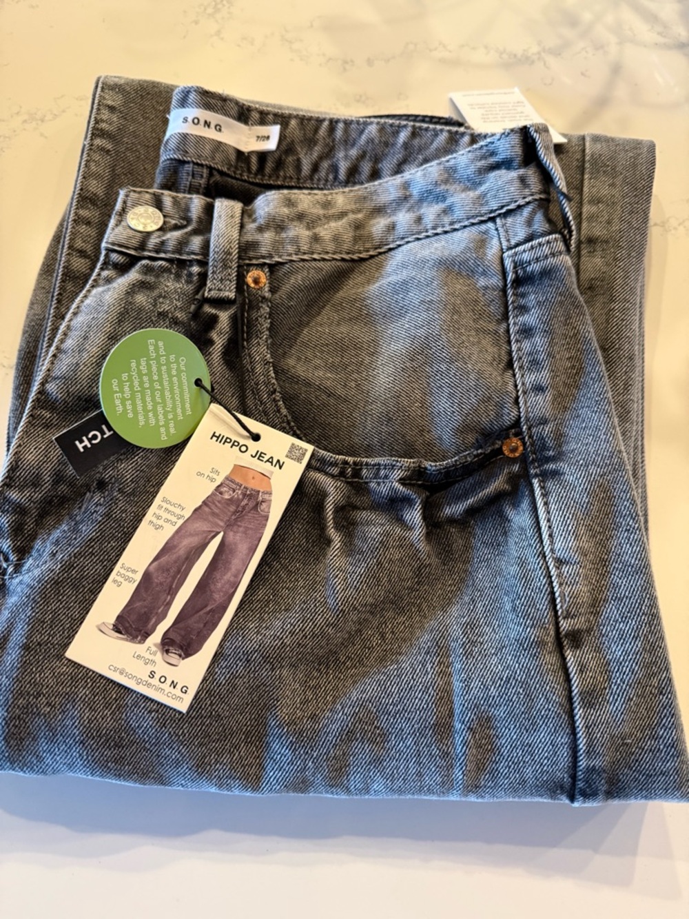 S.O.N.G Hippo Jean - Washed Black Denim